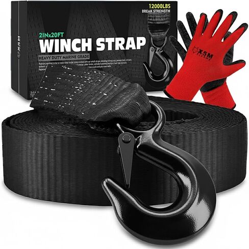 Boat Trailer Winch Strap Replacement,Tow Straps Heavy Duty with Hooks,Boat Winch Strap with Hook,Towing Boat Trailer Straps 12000 Lbs 2" x 20 Feet by X5MPLXPMX in Saudi Arabia