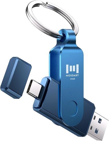 MOSDART 1TB Dual USB C Flash Drive, Speed Up to 150MB/S Type C 3.1 Thumb Drive with Keychain, for iPhone 15 and 16, Android Phone, iPad, MacBook, and Laptops, Navy Blue in Kuwait