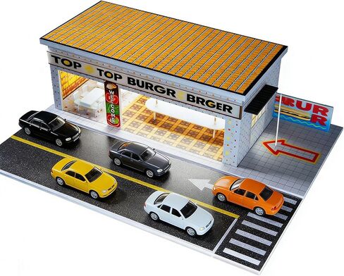 1/64 حالة عرض سيارة موديل للبالغين ، مرآب سيارات DIECAST الممتاز في المنزل لسيارات الألعاب ، مرآب السيارات ، موقف سيارات Diorama مع مصابيح ITH LED 5 أماكن لوقوف السيارات (TCG-Mini Mart) in Kuwait
