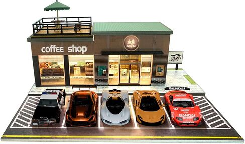 1/64 حالة عرض سيارة موديل للبالغين ، مرآب سيارات DIECAST الممتاز في المنزل لسيارات الألعاب ، مرآب السيارات ، موقف سيارات Diorama مع مصابيح ITH LED 5 أماكن لوقوف السيارات (TCG-Mini Mart) in Kuwait