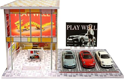 1/64 حالة عرض سيارة موديل للبالغين ، مرآب سيارات DIECAST الممتاز في المنزل لسيارات الألعاب ، مرآب السيارات ، موقف سيارات Diorama مع مصابيح ITH LED 5 أماكن لوقوف السيارات (TCG-Mini Mart) in Kuwait