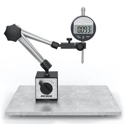 HDLNKAK Digital Dial Indicator Gauge with Magnetic Base Stand 90lbs/40kg Tensile Force, Indicator Holder for 0-1"/25.4mm, 0.01mm/0.0005" Inch/Metric Conversion in Kuwait