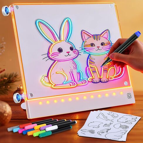 لوحة رسم LED قابلة لإعادة الشحن للأطفال الذين لديهم 7 ألوان ، LUMI لوحة Magnetic Light Up Acrylic Dry Erase Board ، لوحة الملاحظة LED مع 4 مغناطيس ولعبة هدايا المدمجة للأطفال/الفتيات (11.8 "× 9.8") in Saudi Arabia