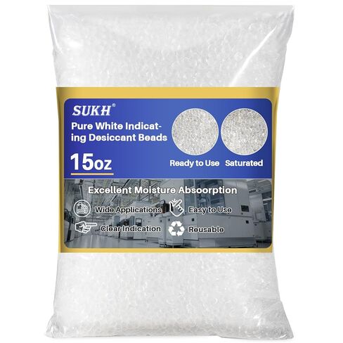 Sukh Pure White Silica Deficcant Beads 430g - تشير إلى حبات هلام السيليكا تجفيف حبات السيليكون القابلة لإعادة الاستخدام غير الرطيبة للكاميرا ، الإلكترونية ، الكتب ، الوثائق ، الملابس ، الطلاء ، المجوهرات in Saudi Arabia