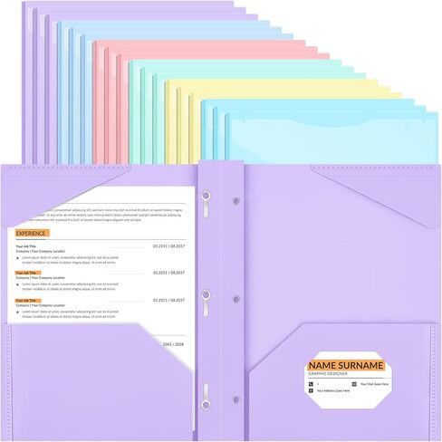 Henoyso 18 Pcs Plastic Folder with Clear Front Pocket and 3 Prong Plastic Folders with Card Slot Pocket Folders with Prongs for School Office (Green) in Saudi Arabia