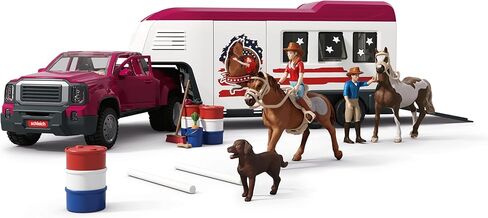 Schleich Horse Club - 119 PC Lakeside Truck and Trailer Playset With 2 Horse Figurines, 2 Poseable Rider Figures and Accessories - Interactive Play for Girls and Boys - Toys for Kids Ages 5+ | 42705 in Saudi Arabia
