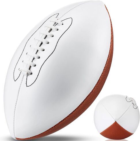 11.02in Blank Autograph Football Size 9 Blank Football with 1 Brown and 3 White Panels Brown Football for Autographs Customized Football Trophy for Rugby Game in Saudi Arabia