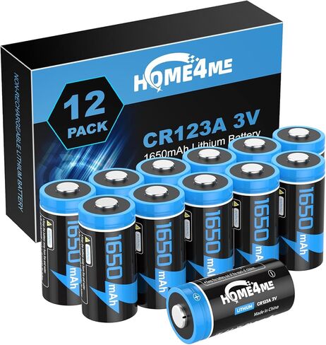 CR123A 3V Lithium Battery 1650mAh ، 16 Pack 123a Lithium Batteries ، CR17345 بطارية لأجهزة السلامة والأمن المنزلي ، المصباح - 10 سنوات مدة الصلاحية ، غير قابلة للتشغيل in Kuwait