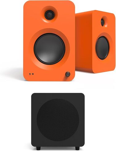Kanto ORA4MW Pro Audio Bluetooth Desktop Speakers with a SUB8VMB Sealed Powered 8" Subwoofer S6W Angled Desktop Speaker Stands for Large Speakers (2024) in Saudi Arabia