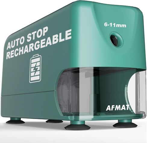 Afmat Electric Pencil Sharpener Highted ، Auto Stop Classroom Sharpeners for 6-11mm No.2/Colored Pencils ، Shortable Pencil Sharpener لأقلام رصاص كبيرة ، نقطة حادة ، حفظ أقلام الرصاص ، الأسود in Kuwait
