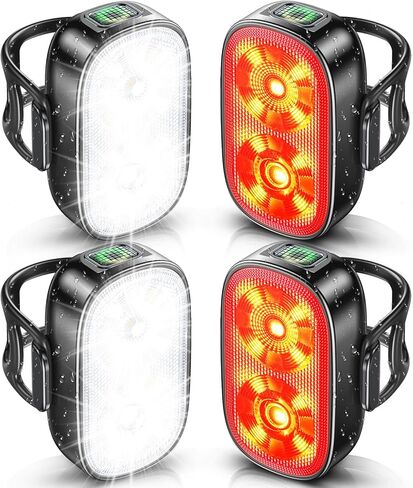 Bike Lights Front and Back, Ultra-Slim USB-C Rechargeable Bike Light, [5+6 Lighting Modes] & IP65 Waterproof, Super Bright Bicycle Cycle Lights Set, Compact Safety Lights for Night Riding in Kuwait