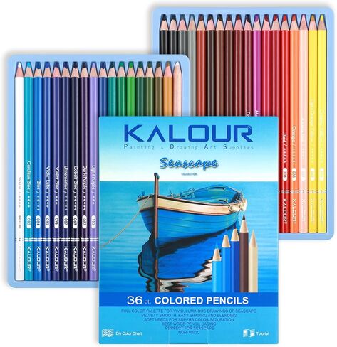 KALOUR PDAS 36-piece Yellow Landscape Colored Pencil Set, Pre-sharpened Wooden Colored Pencils for Adults Artists Beginners Coloring Books Drawing & Sketching in Saudi Arabia