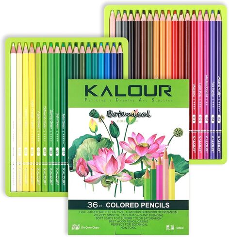 KALOUR PDAS 36-piece Yellow Landscape Colored Pencil Set, Pre-sharpened Wooden Colored Pencils for Adults Artists Beginners Coloring Books Drawing & Sketching in Saudi Arabia