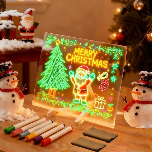LED Note Board مع الألوان ، تضيء لوحة الرسائل الأكريليك ، لوحة محو أكريليك الجاف مع الضوء ، لوحة الرسم الخفيفة للأطفال والبالغين ، للمكتب المنزلي والمدرسة (11.8 * 7.9in) in Saudi Arabia