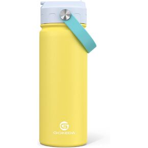 زجاجة ماء Gokeda 18oz Kids ، 2 زجاجات معزولة مع ملصقات ، 18/8 الفولاذ المقاوم للصدأ الفولاذ المقاوم للصدأ تسرب كوب القش للمدرسة ، الهدايا للأولاد (الأزرق الفاتح ، الأزرق الداكن) in Kuwait