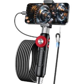 Two-Way Articulating Borescope, 4.3'' 1080P HD Industrial Endoscope Camera with Light, IP67 Waterproof Flexible Mechanic Fiber Optic Snake Scope Cam for Mechanics Automotive HVAC Wall Pipe Inspection in Kuwait
