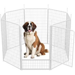 SunsGrove Indoor Dog Playpen with Wider Door, 24 inch 8 Panels Non Slip Dog Pen Indoor, Anti Rust Dog Fence, Free and Safe Play, White in Kuwait