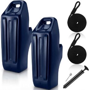 2 Pcs Pontoon Boat Fenders Inflatable Boat Bumper for Docking with 2 Ropes Dock Bumper with Locking Recessed Groove and Grip Handle Easy to Install Pontoon Accessories in Kuwait