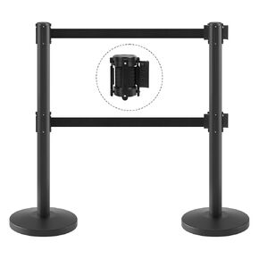 kaiyomi 2 Pack Stanchions Posts with Retractable Belts, 11 Feet Crowd Control Retractable Belt with Buffer Device, Heavy-Duty Base Stanchions Barriers Set (Black) in Saudi Arabia