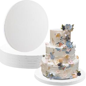 Aertiavty 15 حزمة لوحات كعكة 10 بوصة طبل كعكة طبل أبيض 1/2 "طبول كيك سميكة قاعدة كعكة من الورق المقوى مموجة للكعك متعدد الطبقات لوازم تزيين كعكة متينة in Kuwait