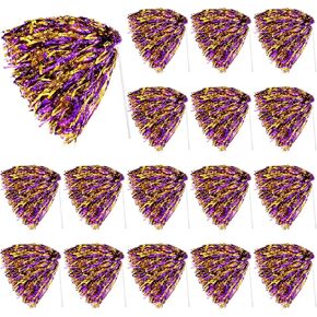 Vinsot 20 Pcs Cheerleading Pom Poms Bulk Metallic Foil Pom Poms with Plastic Long Handles School Spirit Shakers for Spirit Sports Team Squad Dance Football Basketball Club Celebration in Kuwait