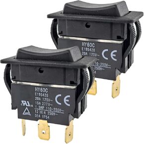 مفتاح موسيقى الروك HY60C 3-Pin (تشغيل) -OFF- (ON) 20A/125V ~ 15A/277V مفتاح الخدمة الثقيلة للمحركات والأدوات والمعدات الصناعية in Kuwait