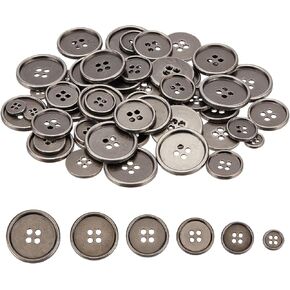 60pcs النحاس النحاسي العتيقة على أزرار معدنية ، زر مستدير من 4 حفرة ، السحابات الخياطة البرونزية للرجال بدلة قميص معطف السترة والسترة. in Kuwait