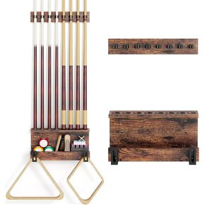 حامل حائط حائط حائط ، إكسسوارات المائدة البلياردو ، حمام السباحة ، حامل 6 عصا ، رف جديلة للعبة ديكور نادي غرفة البلياردو ، الخشب الصلب in Kuwait