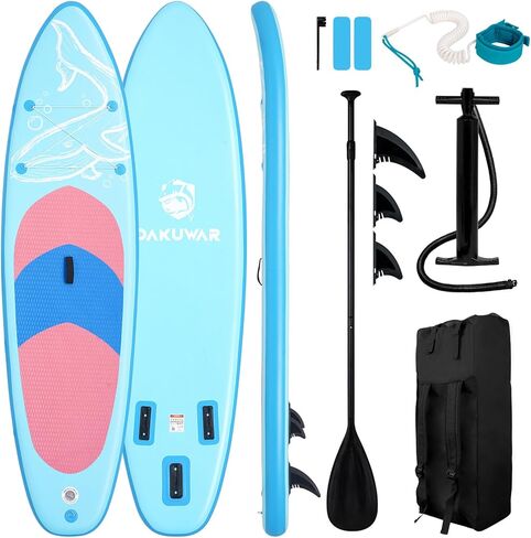 DAKUWAR Paddle Board 10'6''x33''x6'' Inflatable Stand Up Paddle Boards with SUP Accessories Ultra-Light Paddleboard Non-Slip Comfort Deck for Adults & Youth of All Skill Levels （Black and Grey） in Saudi Arabia