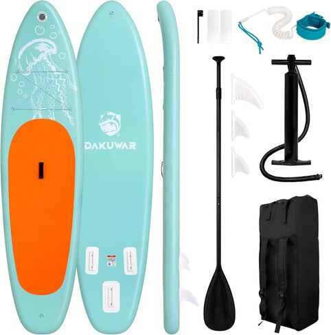 DAKUWAR Paddle Board 10'6''x33''x6'' Inflatable Stand Up Paddle Boards with SUP Accessories Ultra-Light Paddleboard Non-Slip Comfort Deck for Adults & Youth of All Skill Levels （Black and Grey） in Saudi Arabia