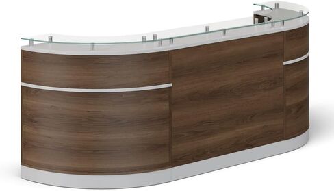 NBF Esquire Curved Modern Reception Desk - 110" W x 32" D Retail Checkout Counter With 2 Grommet Holes - Welcome Desk for Office Lobby Salon in Saudi Arabia