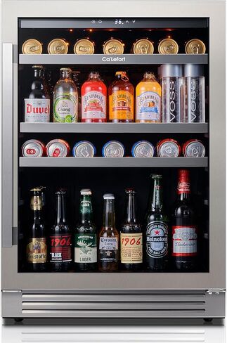 Ca'Lefort 24 بوصة ثلاجة مشروبات ، 180 CAN 34 درجة فهرنهايت -54 درجة فهرنهايت ثلاجات المشروبات ، وشراب الثلاجة مع باب زجاجي 3 مبردات LED مدمجة أو بذاتها ، مثالية للمنزل/المطبخ (5.65 قدم. in Kuwait
