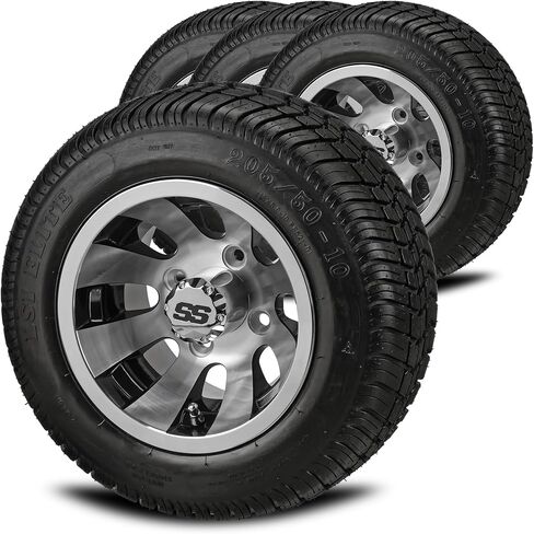 RM Cart 10 "Gunslinger Black/Machined في 205/50-10 LSI Elite Low Pro Tyre (مجموعة من 4) ، وإطارات عربة الجول in Saudi Arabia