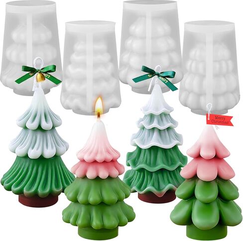 Christmas Candle Molds for Candle Making, 3D Santa Claus Silicone Molds for Candles Wax Soap Plaster Epoxy Resin Craft Casting Xmas Home Decor Handmade Gift in Saudi Arabia