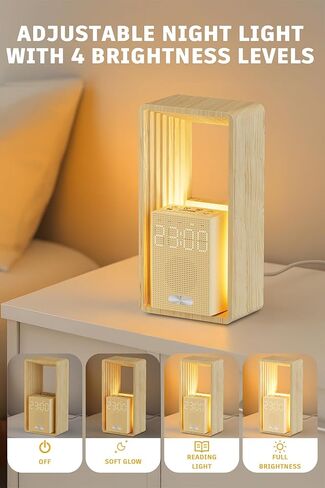 Sunrise Alarm Clock - آلة صوت الإنذار المزدوجة مع ضوء الاستيقاظ ، شاحن USB ، 9 أصوات نوم ، ضوء ليلي ، عرض قابلة للتطبيق وتوقيت السيارات - مثالي للنوم الخفيف ، الأطفال ، غرفة النوم ، السفر in Kuwait