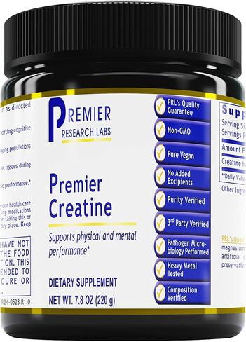 Premier Research Labs Premier Creatine - مسحوق أحادي الهيدرات الكرياتين ، مسحوق الكرياتين للرجال ، النساء ، النباتيون ، صيغة نباتية غير متوقعة - 7.8 أوقية (40 جربًا) in Saudi Arabia