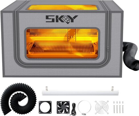 Skouphy Laser Engraver Tent ، حاوية واقية مقاومة للحريق ومقاومة للغبار مع مروحة العادم والأنابيب لمعظم قاطع الليزر ، يعزل ضد الدخان والرائحة والضوضاء 28.3 × 28.3 × 15،7 بوصة in Kuwait