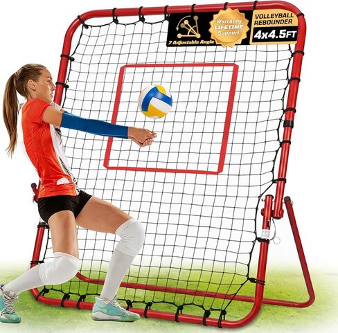 7x4 FT Volleyball Rebounder Net - 90° Foldable Angle & Sturdy 4x7 Base, Adjustable Bounce Back Trainer for Volleying/Bumping/Spiking Practice in Kuwait