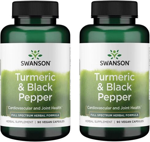 Swanson Premium- الكركم والفلفل الأسود - مضادات الأكسدة ، الهضم ودعم المفصل - 90 Caps (2 Pack) in Saudi Arabia