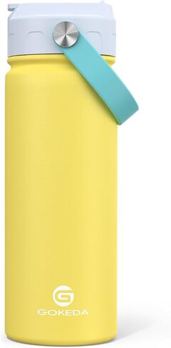زجاجة ماء Gokeda 18oz Kids ، 2 زجاجات معزولة مع ملصقات ، 18/8 الفولاذ المقاوم للصدأ الفولاذ المقاوم للصدأ تسرب كوب القش للمدرسة ، الهدايا للأولاد (الأزرق الفاتح ، الأزرق الداكن) in Kuwait