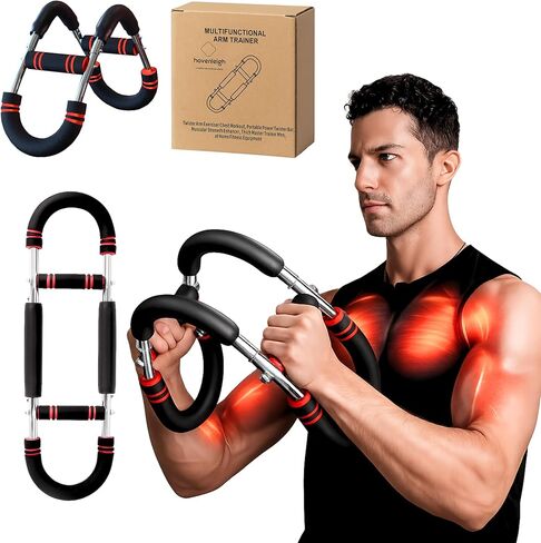 Adjustable Chest Expander & Twister Arm Trainer, Heavy-Duty Resistance Bar for Upper Body, Chest, Biceps, Triceps, Forearm Workout, at Home Gym Strength Training Equipment (60–120 lb) in Kuwait