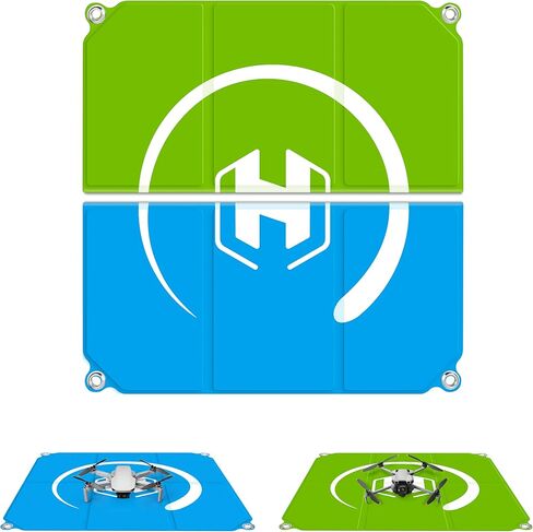 STARTRC PHOTO Drone Landing Pad Foldable 2x3 Fast-Fold, (22in/55cm) Double-Sided Waterproof Launch Pad, Weighted Helipad for DJI Mini 4 Pro/Mini 4k/AIR 3S/Neo/Mini 3/Mini 2 se/Avata 2/Flip Drone Accessories (Blue-Green) in Saudi Arabia