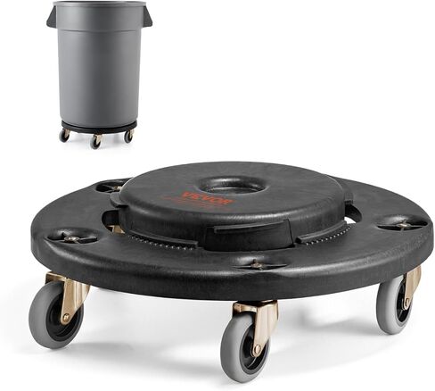 VEVOR Trash Can Dolly, Fit 20, 32, 44, 55 Gallon Containers, 2 Packs Round Trash Can Roller Base with 4 Swivel Wheels, 500lbs Heavy Duty Barrel Dolly, Multi-Functional Rolling Cart in Saudi Arabia