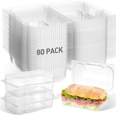 240 Pack Clear Hinged Food Containers 7.2 × 4.9 × 2.6 Inch Plastic Hinged Clamshell Take Out Containers Disposable Clear Dessert Box for Hoagie Salads Hamburger Fruit Cake Sandwiches in Saudi Arabia
