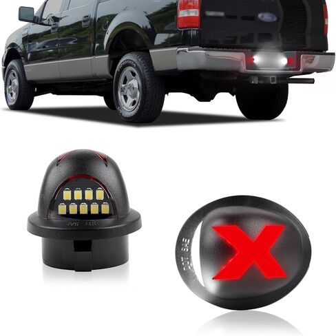 LED LED LICK LIGHT مع تسخير الأسلاك على مقبس لفورد 1999-2015 F150 F250 F350 F450 F550 Super Duty Bronco Explorer Explorer ، Black Housing Tag Lamp 6000k White in Kuwait