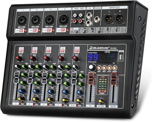 8-Channel Audio Mixer for PC,SX-8iu Mixing Console with XLR Inputs, Bluetooth, 99 Digital Signal Processor Effects, USB Interface, MP3 Compatible for Podcast, Music, Recording 9.84"x2.17"x15.35"inches in Kuwait