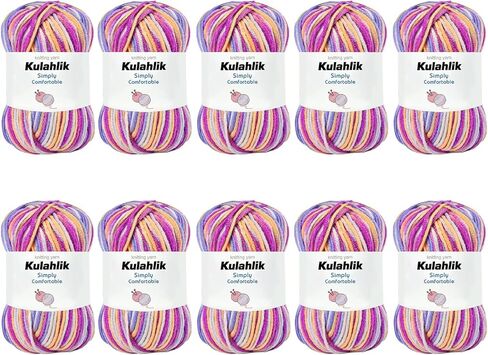 250g (5x50g) خيوط أكريليك للكروشيه/الحياكة ، خيط غزل التدرج الملون ، 5 لفات ، مثالية لأي كروشيه الحياكة والحرف الصغيرة in Kuwait