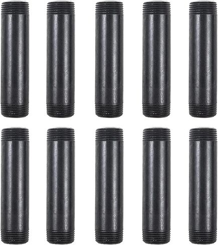 10 Pack 3/4 Inches x 2 Inches Black Malleable Steel Nipples Fitting, DIY Steampunk Industrial Vintage Style. in Saudi Arabia