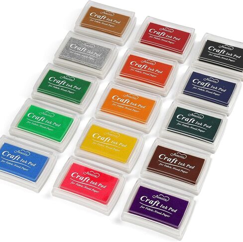 15pcs ألوان حبر حبر لختم وسادة حبر بصمات الأصابع القابلة للغسل لصياغة بطاقة DIY صنع كتب الخشب النسيج الخشبي in Kuwait