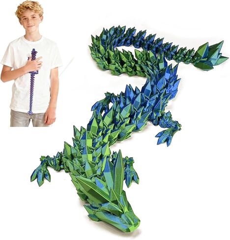 24 Inch Large 3D Printed Dragon, 3D Printed Animals Fidget Toy Articulated Crystal Dragon, Large Dragons Present, Home Office Decor Executive Desk Toys in Saudi Arabia